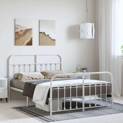 UJCHVHN Bettgestell aus Metall, ohne Matratze, mit Fußteil, Weiß, 150 x 200 cm, Betten & Zubehör, Betten & Bettrahmen UJCHVHN Bettgestell aus Metall, ohne Matratze, mit Fußteil, Weiß, 150 x 200 cm, Betten & Zubehör, Betten & Bettrahmen von UJCHVHN