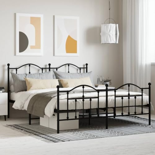 UJCHVHN Bettgestell aus Metall, ohne Matratze, mit Fußteil, schwarz, 180 x 200 cm, Betten & Zubehör, Betten & Bettrahmen von UJCHVHN