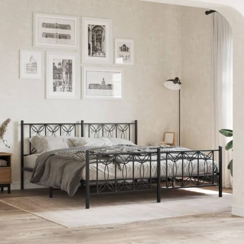 UJCHVHN Bettgestell aus Metall, ohne Matratze, mit Fußteil, schwarz, 180 x 200 cm, Betten & Zubehör, Betten & Bettrahmen UJCHVHN Bettgestell aus Metall, ohne Matratze, mit Fußteil, schwarz, 180 x 200 cm, Betten & Zubehör, Betten & Bettrahmen von UJCHVHN