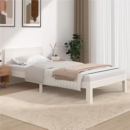 UJCHVHN Bettgestell ohne Matratze, Weiß, Massivholz, Kiefernholz, 100 x 200 cm, Betten & Zubehör, Betten & Bettrahmen UJCHVHN Bettgestell ohne Matratze, Weiß, Massivholz, Kiefernholz, 100 x 200 cm, Betten & Zubehör, Betten & Bettrahmen von UJCHVHN