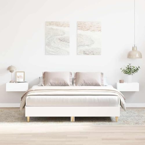 UJCHVHN Bettgestell ohne Matratze, weiß, 150 x 200 cm, Kingsize, Holzwerkstoffe, Betten & Bettgestelle, Weiß UJCHVHN Bettgestell ohne Matratze, weiß, 150 x 200 cm, Kingsize, Holzwerkstoffe, Betten & Bettgestelle, Weiß von UJCHVHN