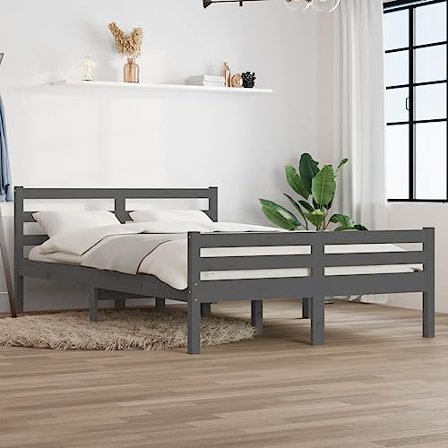 UJCHVHN Bettgestell ohne Matratze Grau Massivholz 140x190 cmBetten & Zubehör Betten & Bettrahmen UJCHVHN Bettgestell ohne Matratze Grau Massivholz 140x190 cmBetten & Zubehör Betten & Bettrahmen von UJCHVHN