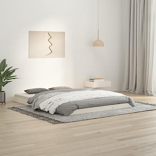 UJCHVHN Bettgestell ohne Matratze Weiß 135x190 cm Doppelbett Massivholz Kiefer Betten & Zubehör Betten & Bettrahmen UJCHVHN Bettgestell ohne Matratze Weiß 135x190 cm Doppelbett Massivholz Kiefer Betten & Zubehör Betten & Bettrahmen von UJCHVHN