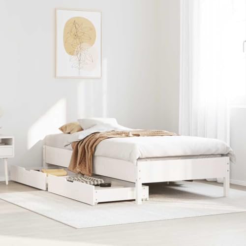 UJCHVHN Bettgestell ohne Matratze weiß 75x190 cm klein Einzelbett Massivholz Kiefer Betten & Zubehör Betten & Bettrahmen UJCHVHN Bettgestell ohne Matratze weiß 75x190 cm klein Einzelbett Massivholz Kiefer Betten & Zubehör Betten & Bettrahmen von UJCHVHN