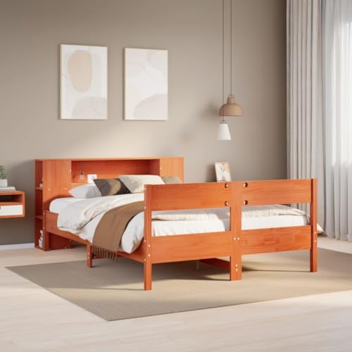 UJCHVHN Bücherregal Bett ohne Matratze Wachs Braun 140x190cm Massivholz Kiefer Betten & Zubehör Betten & Bettrahmen UJCHVHN Bücherregal Bett ohne Matratze Wachs Braun 140x190cm Massivholz Kiefer Betten & Zubehör Betten & Bettrahmen von UJCHVHN