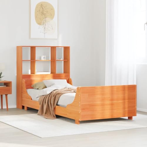 UJCHVHN Bücherregal Bett ohne Matratze Wachs Braun 90x190 cm Einzelbett Massivholz Betten & Zubehör Betten & Bettrahmen UJCHVHN Bücherregal Bett ohne Matratze Wachs Braun 90x190 cm Einzelbett Massivholz Betten & Zubehör Betten & Bettrahmen von UJCHVHN