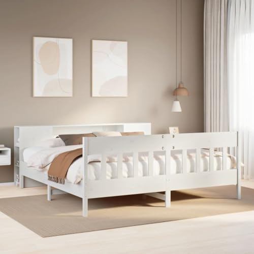 UJCHVHN Bücherregal Bett ohne Matratze Weiß 200x200cm Massivholz Kiefer Betten & Zubehör Betten & Bettrahmen UJCHVHN Bücherregal Bett ohne Matratze Weiß 200x200cm Massivholz Kiefer Betten & Zubehör Betten & Bettrahmen von UJCHVHN