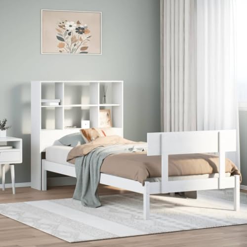 UJCHVHN Bücherregal Bett ohne Matratze Weiß 90x190 cm Einzelbett Massivholz Kiefer Betten & Zubehör Betten & Bettrahmen UJCHVHN Bücherregal Bett ohne Matratze Weiß 90x190 cm Einzelbett Massivholz Kiefer Betten & Zubehör Betten & Bettrahmen von UJCHVHN
