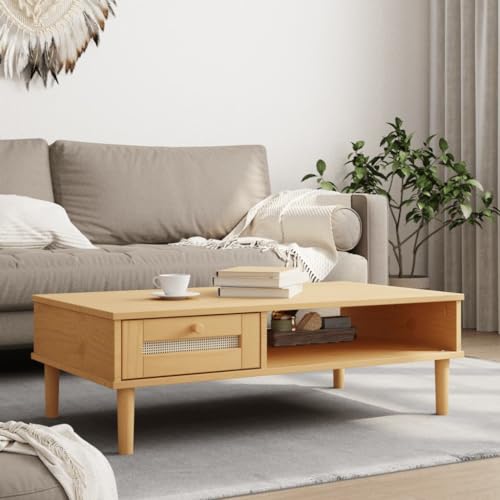 UJCHVHN Couchtisch SENJA Rattan Optik Braun 100x55x33cm Massivholztische Akzenttische Couchtische UJCHVHN Couchtisch SENJA Rattan Optik Braun 100x55x33cm Massivholztische Akzenttische Couchtische von UJCHVHN