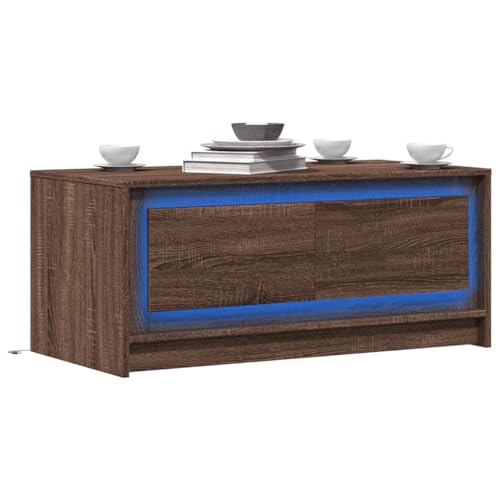 UJCHVHN Couchtisch mit LED-Lichtern, braunes Eichenholz, Tische, Akzenttische, Couchtische UJCHVHN Couchtisch mit LED-Lichtern, braunes Eichenholz, Tische, Akzenttische, Couchtische von UJCHVHN