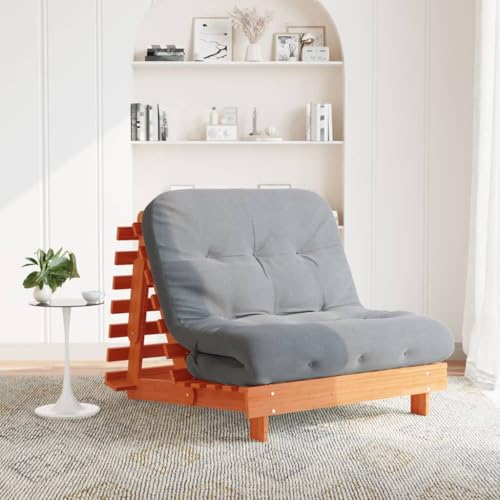UJCHVHN Futon Schlafsofa mit Matratze Wachs braun 100x206x11cm Massivholz PineFutons von UJCHVHN