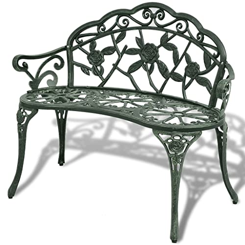 UJCHVHN Gartenbank 100 cm Aluguss grün Outdoor Sitzbank Outdoor Sitzbank Outdoor Bänke von UJCHVHN