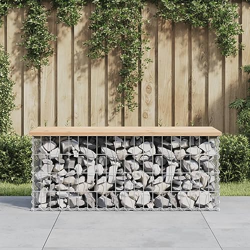 UJCHVHN Gartenbank Gabion Design 103x44x42cm Massivholz Kiefer Outdoor Sitzbank Outdoor Sitzbank Outdoor Bänke von UJCHVHN