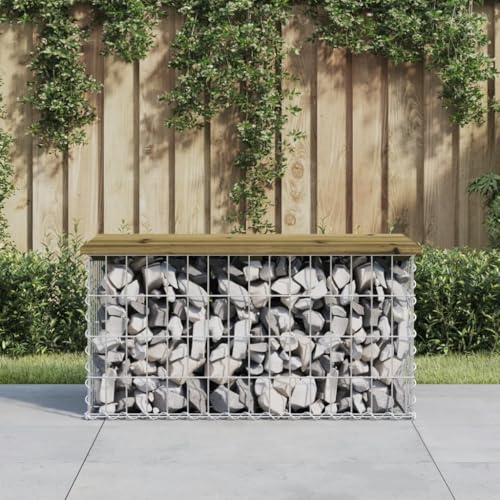 UJCHVHN Gartenbank Gabion Design 83x44x42cm imprägniert Kiefer Outdoor Sitzbank Outdoor Sitzbänke von UJCHVHN