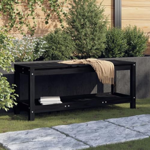 UJCHVHN Gartenbank schwarz 108x35x45cm Massivholz Kiefer Outdoor Sitzbank Outdoor Sitzbank Outdoor Bänke UJCHVHN Gartenbank schwarz 108x35x45cm Massivholz Kiefer Outdoor Sitzbank Outdoor Sitzbank Outdoor Bänke von UJCHVHN
