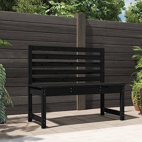 UJCHVHN Gartenbank schwarz 109 cm Massivholz Kiefer Outdoor Sitzbank Outdoor Sitzbank Outdoor Bänke von UJCHVHN