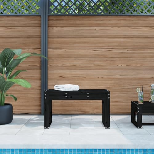 UJCHVHN Gartenbank schwarz 80x38x45cm Massivholz Kiefer Outdoor Sitzbank Outdoor Sitzbank Outdoor Bänke von UJCHVHN