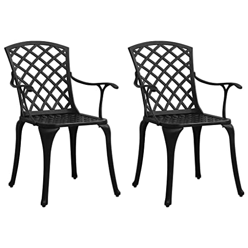 UJCHVHN Gartenstühle aus Aluminiumguss, schwarz, für den Außenbereich, Sitzgelegenheiten, Outdoor-Stühle, 2 Stück von UJCHVHN