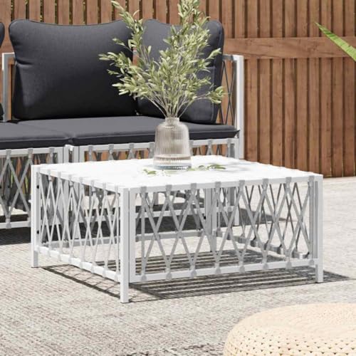 UJCHVHN Gartentisch, weiß, 70 x 70 x 34 cm, gewebter Stoff, Outdoor-Sitzgruppe, Outdoor-Sitzgruppe, Sektionalsofa-Einheiten von UJCHVHN