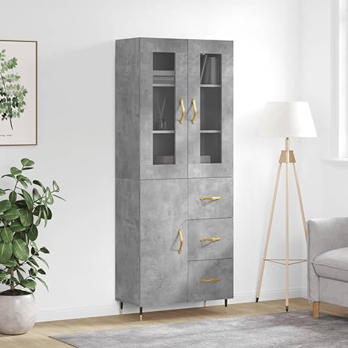 UJCHVHN Highboard Betongrau 69,5x34x180 cm Holzschrank & Lagerbuffets & Sideboards von UJCHVHN