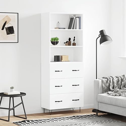 UJCHVHN Highboard Weiß 69,5 x 34 x 180 cm Holzschränke & Aufbewahrungsbuffets & Sideboards von UJCHVHN