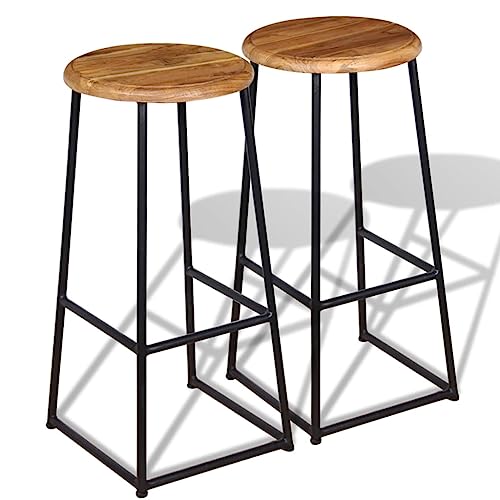 UJCHVHN Item-2er Set Barhocker aus massivem Teakholz von UJCHVHN