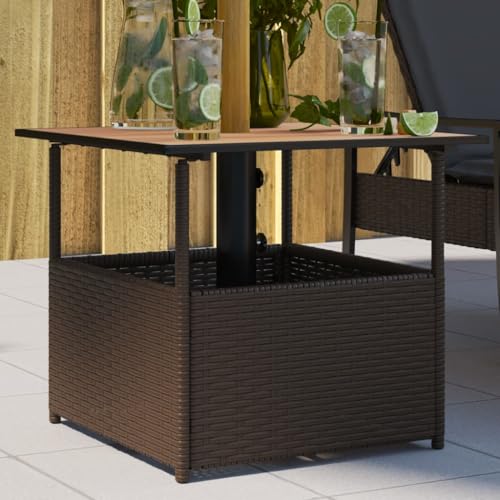 UJCHVHN Item-Gartentisch mit Sonnenschirmloch, braun, 55 x 55 x 46,5 cm, Poly-Rattan, Outdoor-Tische UJCHVHN Item-Gartentisch mit Sonnenschirmloch, braun, 55 x 55 x 46,5 cm, Poly-Rattan, Outdoor-Tische von UJCHVHN