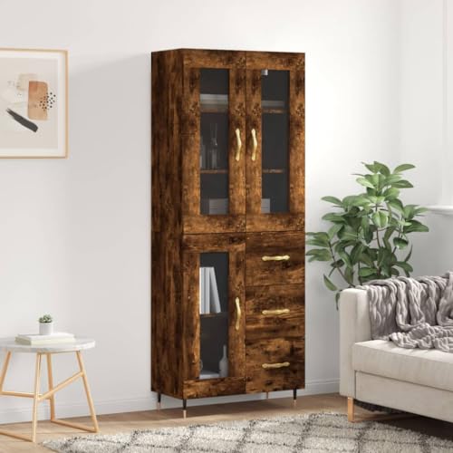 UJCHVHN Item-Highboard Räuchereiche, 69,5 x 34 x 180 cm, Holzwerkstoff, Schränke & Aufbewahrung, Buffets & Sideboards von UJCHVHN