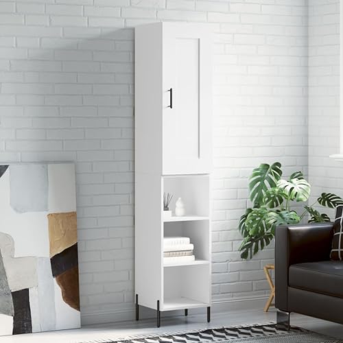 UJCHVHN Item-Highboard weiß, 34,5 x 34 x 180 cm, Holzwerkstoff, Schränke & Aufbewahrung, Buffets & Sideboards von UJCHVHN