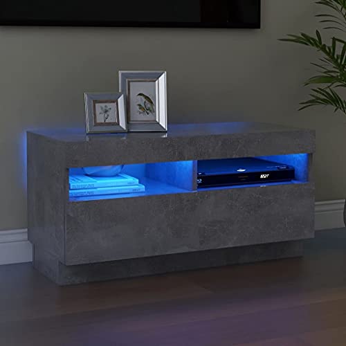 UJCHVHN Item-TV-Schrank mit LED-Leuchten Betongrau 80x35x40 cm Entertainment Center & TV-Ständer von UJCHVHN