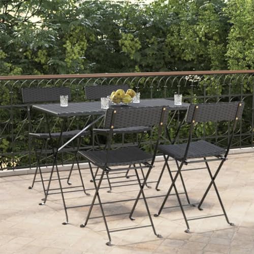 UJCHVHN Klappbare Bistro-Stühle, 4 Stück, schwarz, Polyrattan und Stahl, Outdoor-Sitzgelegenheit, Outdoor-Stühle UJCHVHN Klappbare Bistro-Stühle, 4 Stück, schwarz, Polyrattan und Stahl, Outdoor-Sitzgelegenheit, Outdoor-Stühle von UJCHVHN