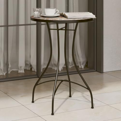 UJCHVHN Mosaik Bistrotisch Terrakotta und Weiß Ø50x70cm Keramik Outdoor Tische von UJCHVHN
