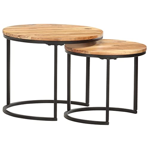 UJCHVHN Satztische aus massivem Akazienholz, Akzenttische, Couchtische, 2 Stück UJCHVHN Satztische aus massivem Akazienholz, Akzenttische, Couchtische, 2 Stück von UJCHVHN