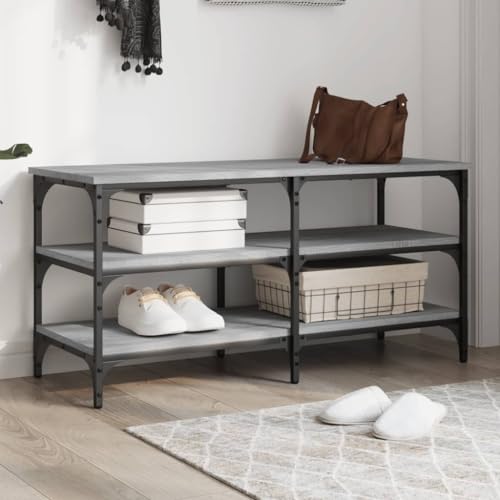 UJCHVHN Schuhbank, Grau, Sonoma, 100 x 38,5 x 49 cm, Holzbänke, Aufbewahrungs- und Eingangsbänke von UJCHVHN