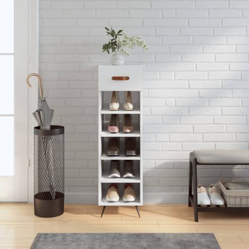 UJCHVHN Schuhschrank Hochglanz Weiß 30x35x105 cm Holzschränke & Aufbewahrung von UJCHVHN