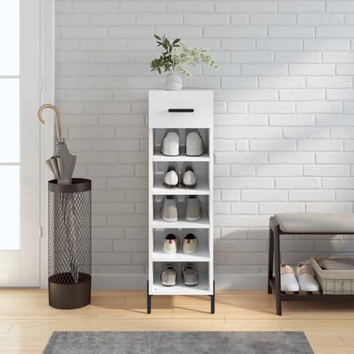 UJCHVHN Schuhschrank Hochglanz Weiß 30x35x105 cm Holzschränke & Aufbewahrung von UJCHVHN