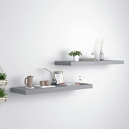 UJCHVHN Schwebende Wandregale, 2 Stück, grau, 80 x 23,5 x 3,8 cm, MDF-Regal, Wandregale und Ledges UJCHVHN Schwebende Wandregale, 2 Stück, grau, 80 x 23,5 x 3,8 cm, MDF-Regal, Wandregale und Ledges von UJCHVHN
