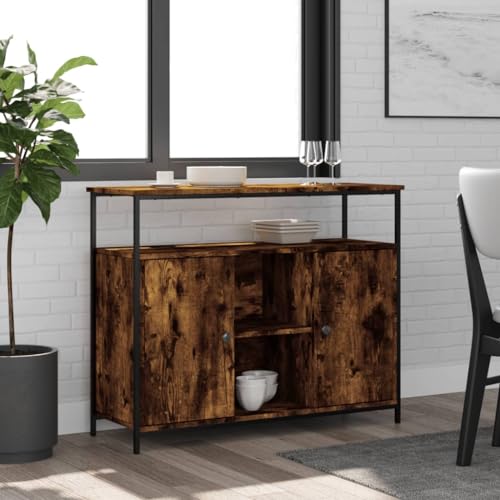 UJCHVHN Sideboard Räuchereiche 100x35x80 cm Holzschrank & Aufbewahrungsbuffets & Sideboards von UJCHVHN