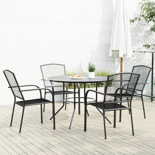 UJCHVHN Stapelbares Gartenstuhl-Set, 5-teilig, anthrazit, pulverbeschichteter Stahl, Outdoor Sets von UJCHVHN