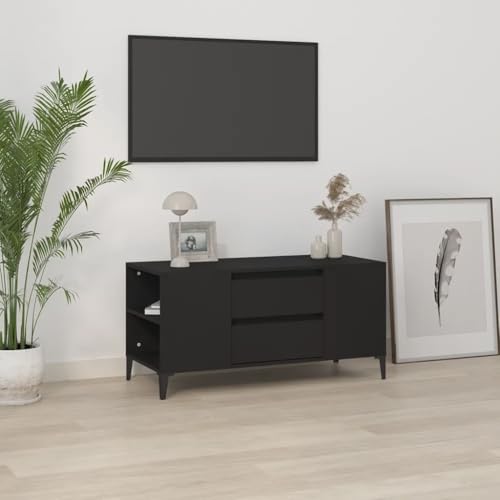 UJCHVHN TV-Schrank, Schwarz, 102 x 44,5 x 50 cm, Holz, Entertainment-Center & TV-Ständer von UJCHVHN