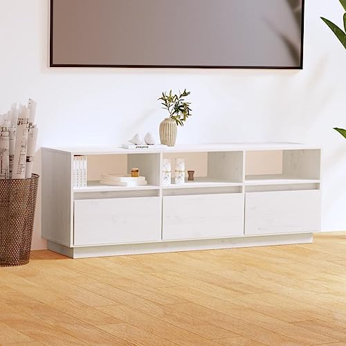UJCHVHN TV-Schrank, weiß, 140 x 37 x 50 cm, Massivholz, Kiefer, Unterhaltungszentren und TV-Ständer von UJCHVHN