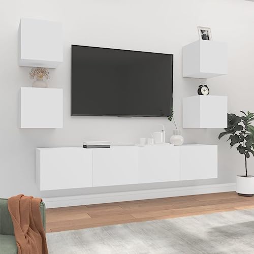 UJCHVHN TV-Schrank-Set, 6-teilig, Holz, Weiß UJCHVHN TV-Schrank-Set, 6-teilig, Holz, Weiß von UJCHVHN