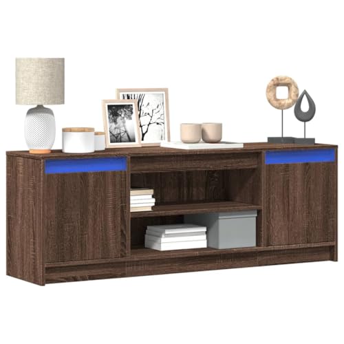 UJCHVHN TV-Schrank mit LED, Braun, Eiche, 139,5 x 34 x 50 cm, Holzwerkstoff, Entertainment-Center & TV-Ständer von UJCHVHN