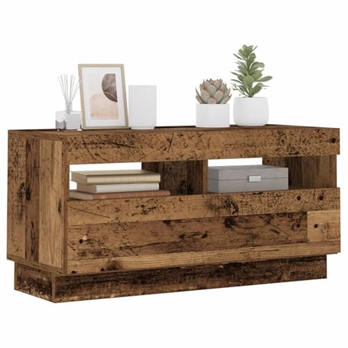 UJCHVHN TV-Schrank mit LED-Lichtern, altes Holz, 80 x 35 x 40 cm, Holzwerkstoff, Unterhaltungszentren & TV-Ständer von UJCHVHN