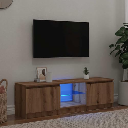 UJCHVHN TV-Schrank mit LED-Lichtern, künstlerische Eiche, 120 x 30 x 36 cm, Holzwerkstoff, Entertainment-Center und TV-Ständer von UJCHVHN