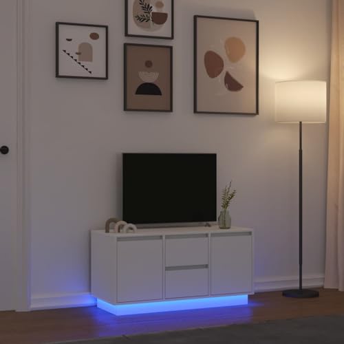 UJCHVHN TV-Schrank mit LED-Lichtern, weiß, 100 x 41 x 50 cm, Unterhaltungszentren und TV-Ständer von UJCHVHN