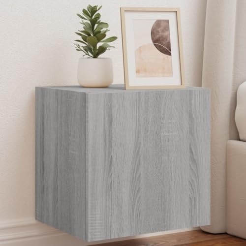 UJCHVHN TV-Wandschrank mit LED-Lichtern, Grau, Sonoma, 40,5 x 35 x 40 cm, Unterhaltungszentren & TV-Ständer von UJCHVHN