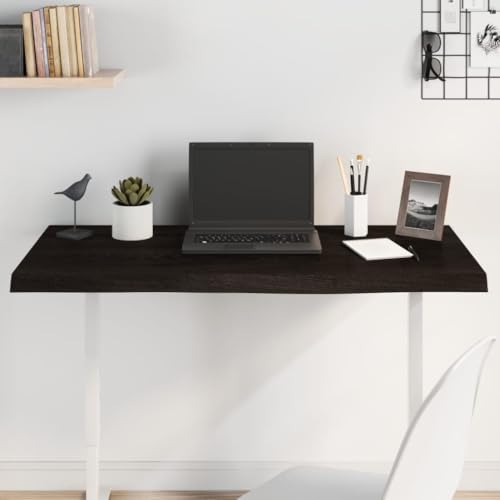 UJCHVHN Tischplatte Dunkelbraun 100 x 60 x (2-4) cm behandeltes Massivholz Eiche Tischzubehör Tischplatten von UJCHVHN