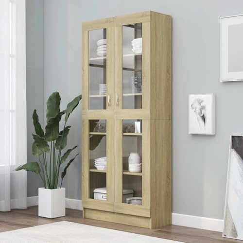 UJCHVHN Vitrine Schrank Sonoma Eiche 82,5 x 30,5 x 185,5 cm Holzregal Bücherregale & Standregale UJCHVHN Vitrine Schrank Sonoma Eiche 82,5 x 30,5 x 185,5 cm Holzregal Bücherregale & Standregale von UJCHVHN