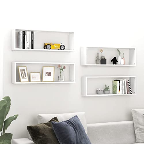 UJCHVHN Wandregal Würfelregal, 4 Stück, weiß, 80 x 15 x 26,5 cm, Holzregal, Wandregale und Lkanten UJCHVHN Wandregal Würfelregal, 4 Stück, weiß, 80 x 15 x 26,5 cm, Holzregal, Wandregale und Lkanten von UJCHVHN